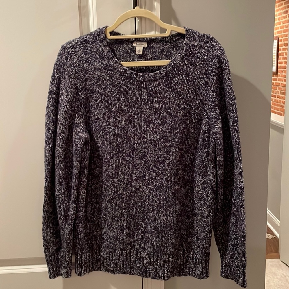 L.L. Bean Heavy Cotton Blue Heathered Sweater